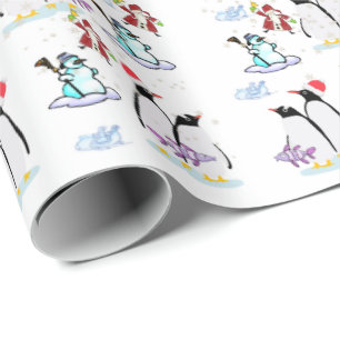 Cadeau Papier à enveloppement de pingouin de Noël Snowman