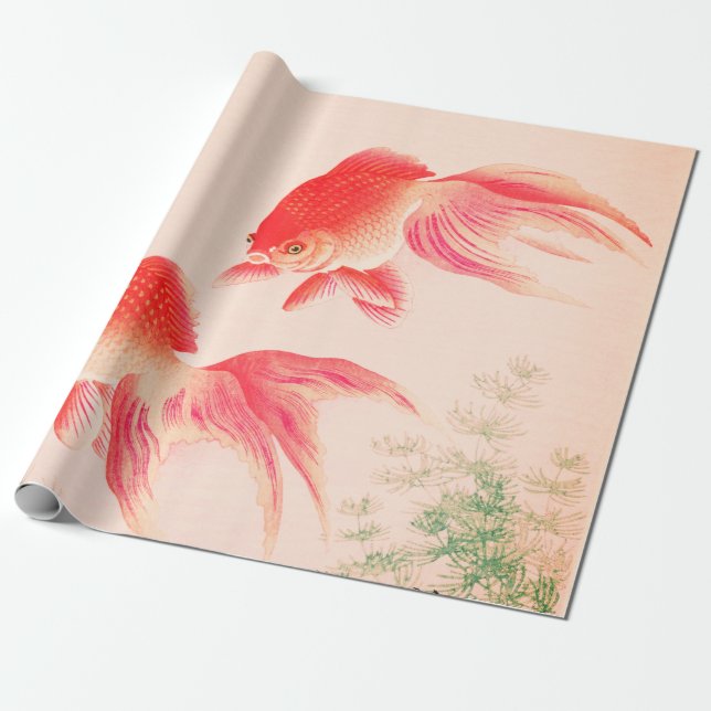 Cadeau Papier à enveloppement de POISSON KOI JAPONAIS (Déroulé)