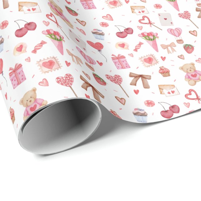 Cadeau Papier à enveloppement de Valentine (Coin rond)