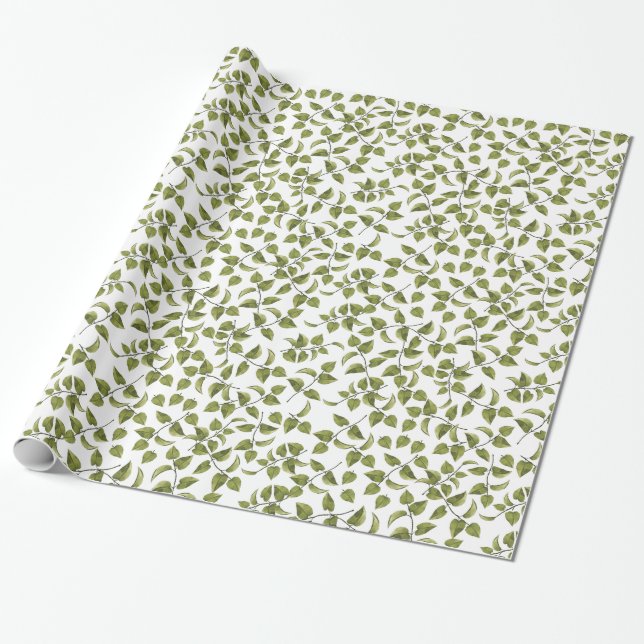 Cadeau Papier à enveloppement de vigne vert (Déroulé)