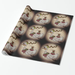 Cadeau Papier à enveloppement d'oies de Noël