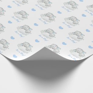 Cadeau Papier à enveloppement éléphant (bleu personnal