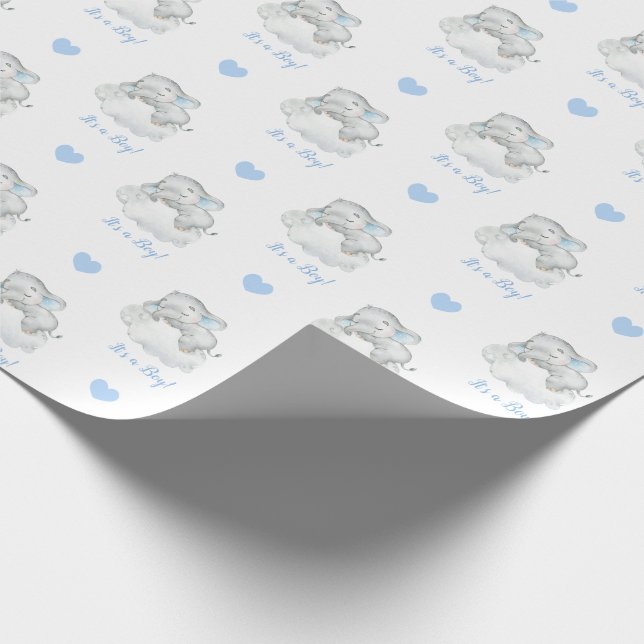 Cadeau Papier à enveloppement éléphant (bleu personnalisé (Coin)