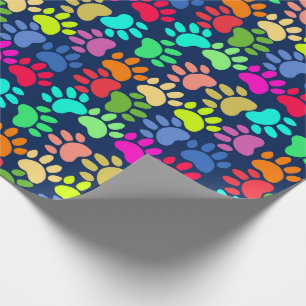 Cadeau Papier à enveloppement Empreinte de patte néon
