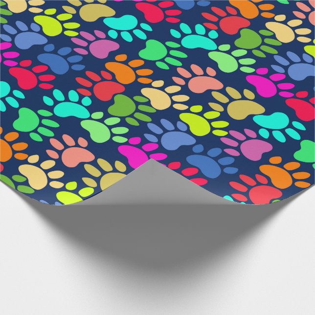 Cadeau Papier à enveloppement Empreinte de patte néon (Coin)