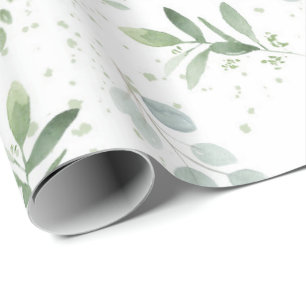 Cadeau Papier à enveloppement féminin - aquarelle verte