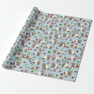 Cadeau Papier à enveloppement Ferret de Noël