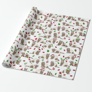 Cadeau Papier à enveloppement Ferret de Noël