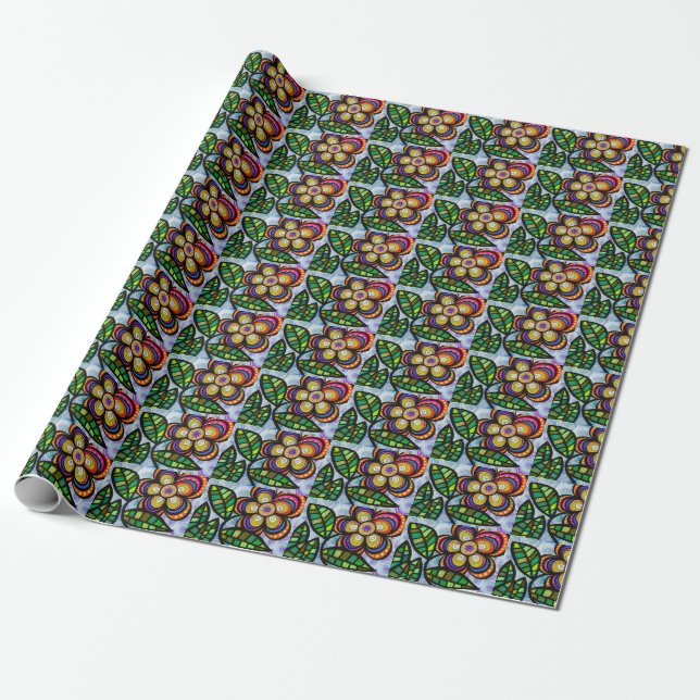 Cadeau Papier à enveloppement floral (Déroulé)