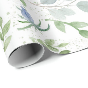 Cadeau Papier à enveloppement floral bleu