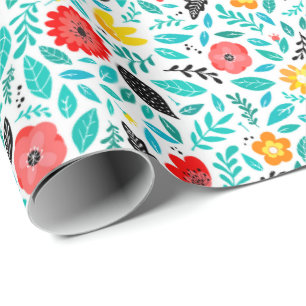 Cadeau Papier à enveloppement floral brillant   Vert