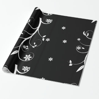 Cadeau Papier à enveloppement floral noir et blanc