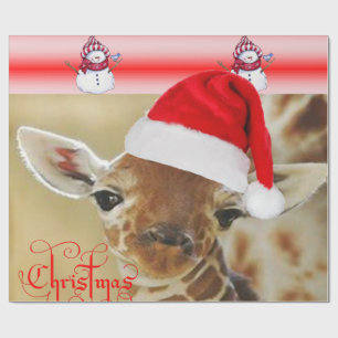 Cadeau Papier à enveloppement Giraffe Noël