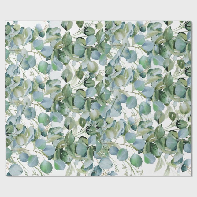 Cadeau Papier à enveloppement gras Eucalyptus - Vert tend (Plat)