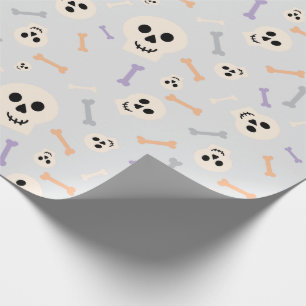 Cadeau Papier à enveloppement gris clair avec des crânes 
