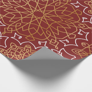 Cadeau Papier à enveloppement islamique d'or arabesque