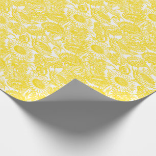 Cadeau Papier à enveloppement jaune tournesol vintage