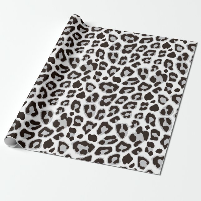 Cadeau Papier à enveloppement léopard noir et blanc (Déroulé)