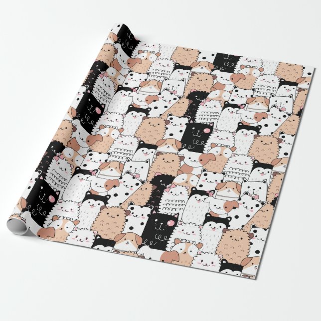 Cadeau Papier à enveloppement Motif de chiot (Déroulé)