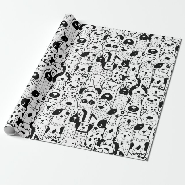 Cadeau Papier à enveloppement Motif de chiot (Déroulé)