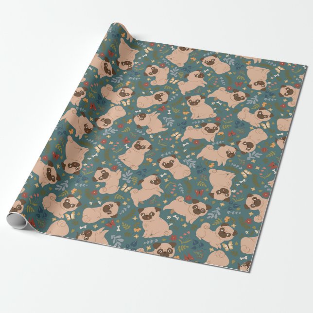 Cadeau Papier à enveloppement Motif de chiot (Déroulé)