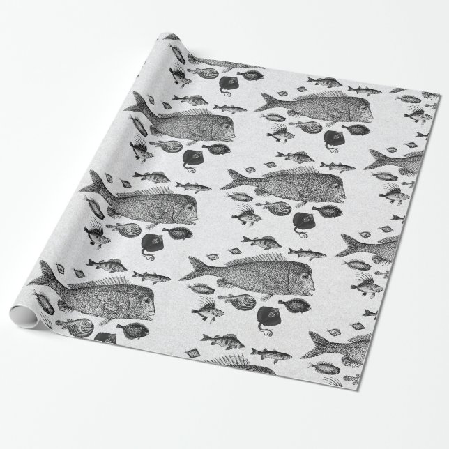 Cadeau Papier à enveloppement Motif de poisson (Déroulé)