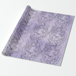 Cadeau Papier à enveloppement motif Tiger violet