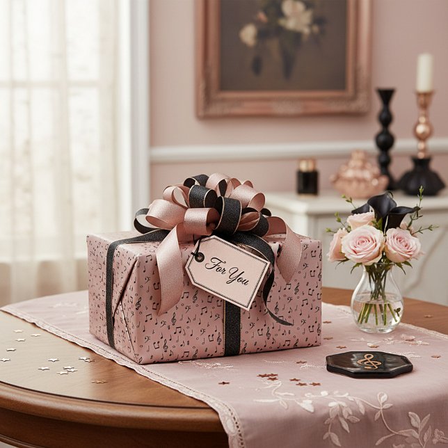 Cadeau Papier à enveloppement musical noir (Créateur téléchargé)