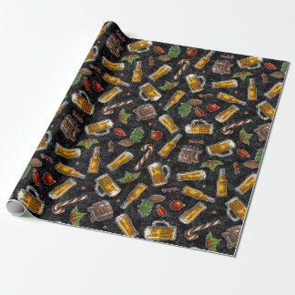 Cadeau Papier à enveloppement noir de la bière de Noël