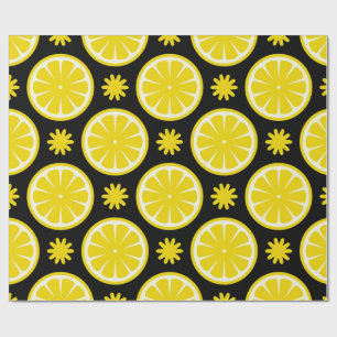 Cadeau Papier à enveloppement noir Motif citron