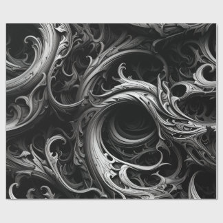 Cadeau Papier à enveloppement orné gris foncé élégant