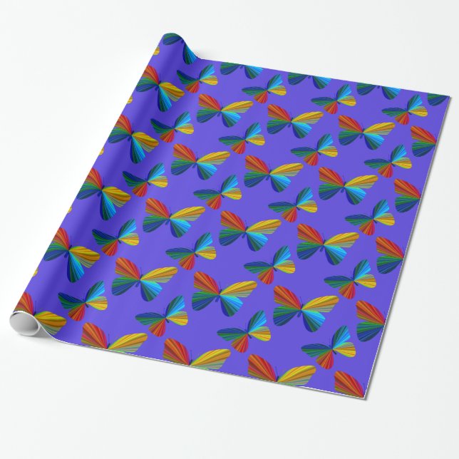 Cadeau Papier à enveloppement papillon coloré (Déroulé)