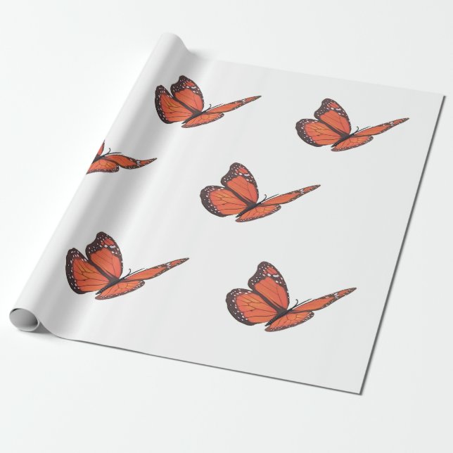 Cadeau Papier à enveloppement papillon monarque (Déroulé)
