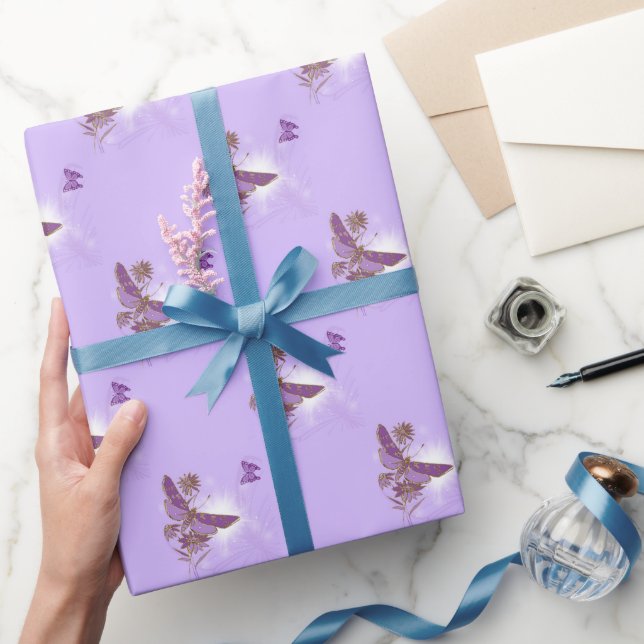 Cadeau Papier à enveloppement papillon violet (Cadeaux)