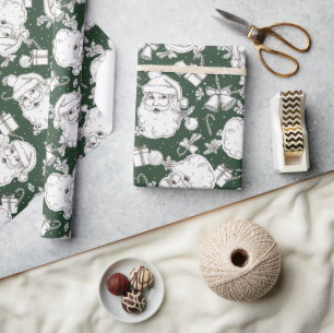 Cadeau Papier à enveloppement Père Noël Vintage Christmas