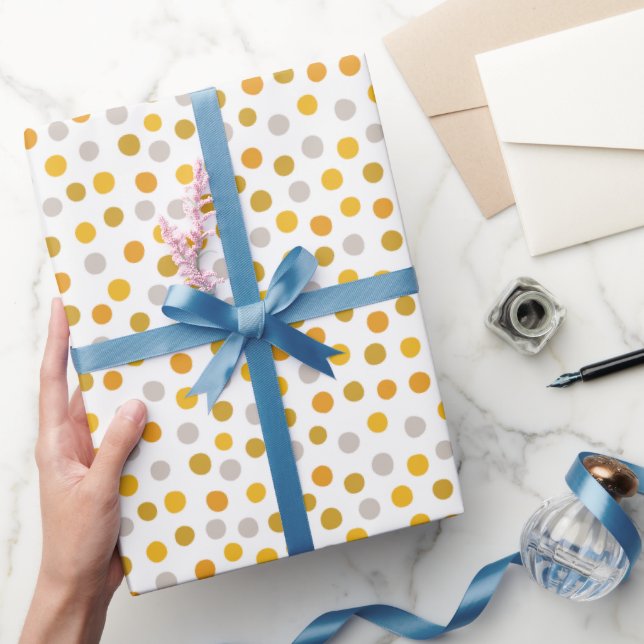 Cadeau Papier à enveloppement Pois ocre jaune (Cadeaux)