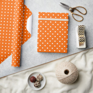Cadeau Papier à enveloppement Pois orange