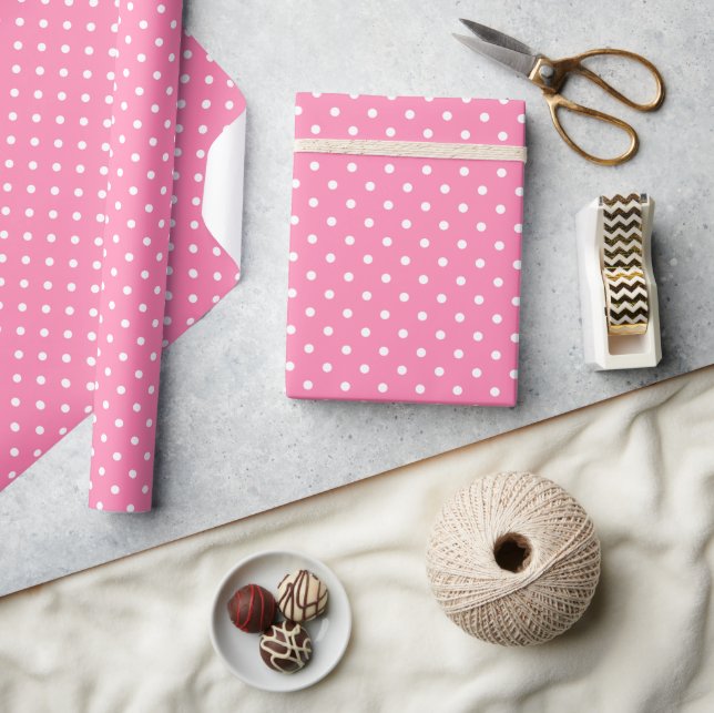 Cadeau Papier à enveloppement Pois rose (Artisanat)