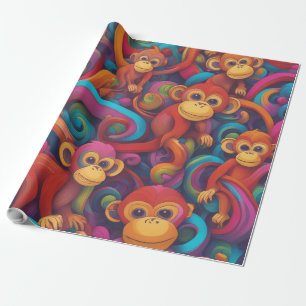 Cadeau Papier à enveloppement pour singes 3D Vivid - Vibr