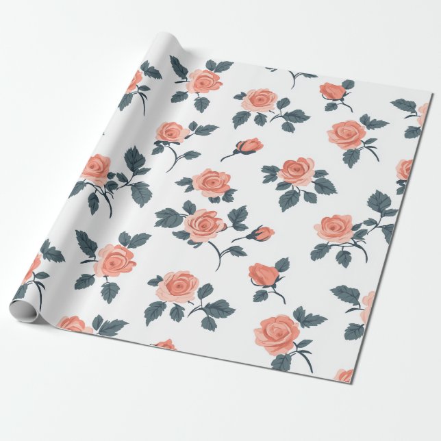 Cadeau Papier à enveloppement Rose élégant (Déroulé)
