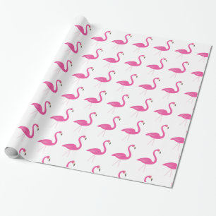 Cadeau Papier à enveloppement rose et blanc Flamant rose