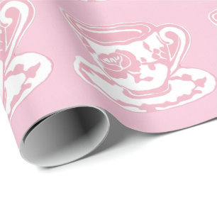 Cadeau Papier à enveloppement rose et blanc Motif Rose d