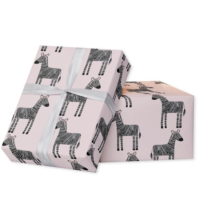 Cadeau Papier à enveloppement rose pâle Zebra (Fun zebra blush pink pattern gift wrapping paper roll)
