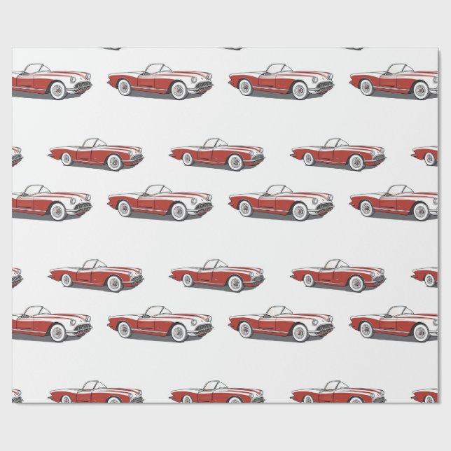 Cadeau Papier à enveloppement rouge Corvette (Plat)