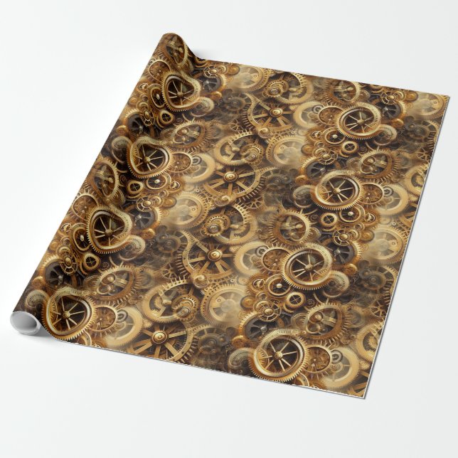 Cadeau Papier à enveloppement Steampunk 27A1 (Déroulé)
