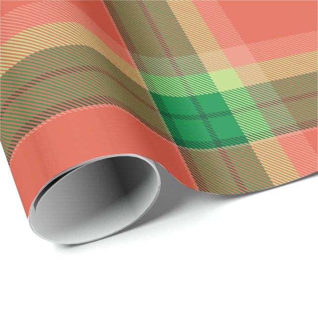 Cadeau Papier à enveloppement Tartan de pastèque (Coin rond)