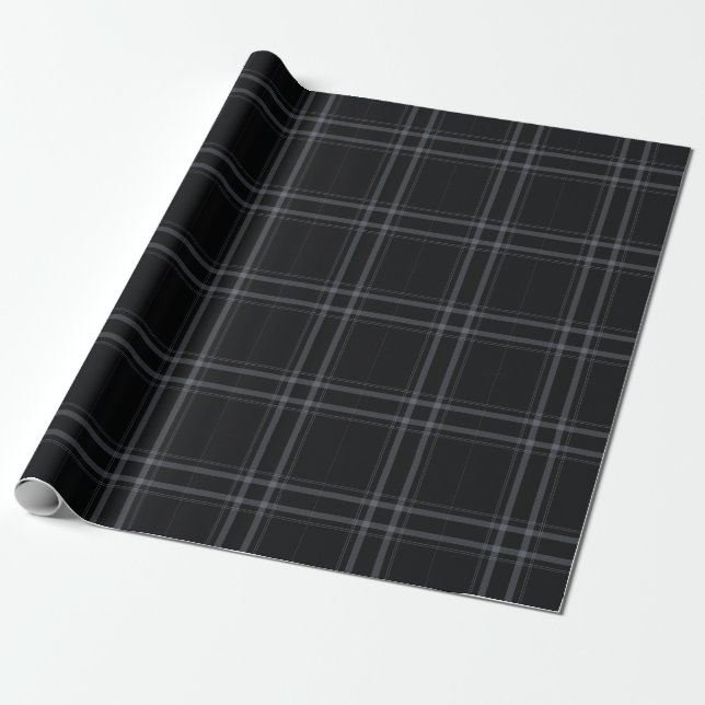 Cadeau Papier à enveloppement Tartan plaqué noir (Déroulé)