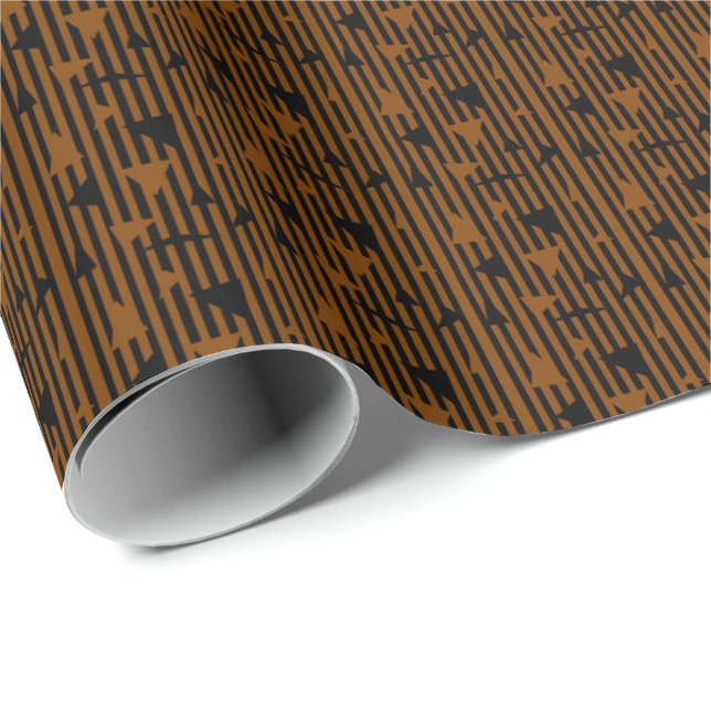 Cadeau Papier à enveloppement triangles noir et tan (Coin rond)