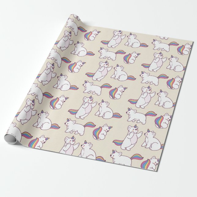 Cadeau Papier à enveloppement Unicorne Ours (Déroulé)