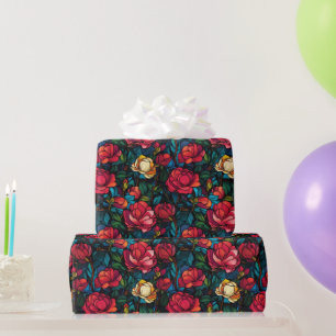 Cadeau Papier à enveloppement unique Fleur Rose chic